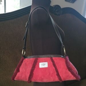 UGG Burgundy and Brown Shoulder Bag